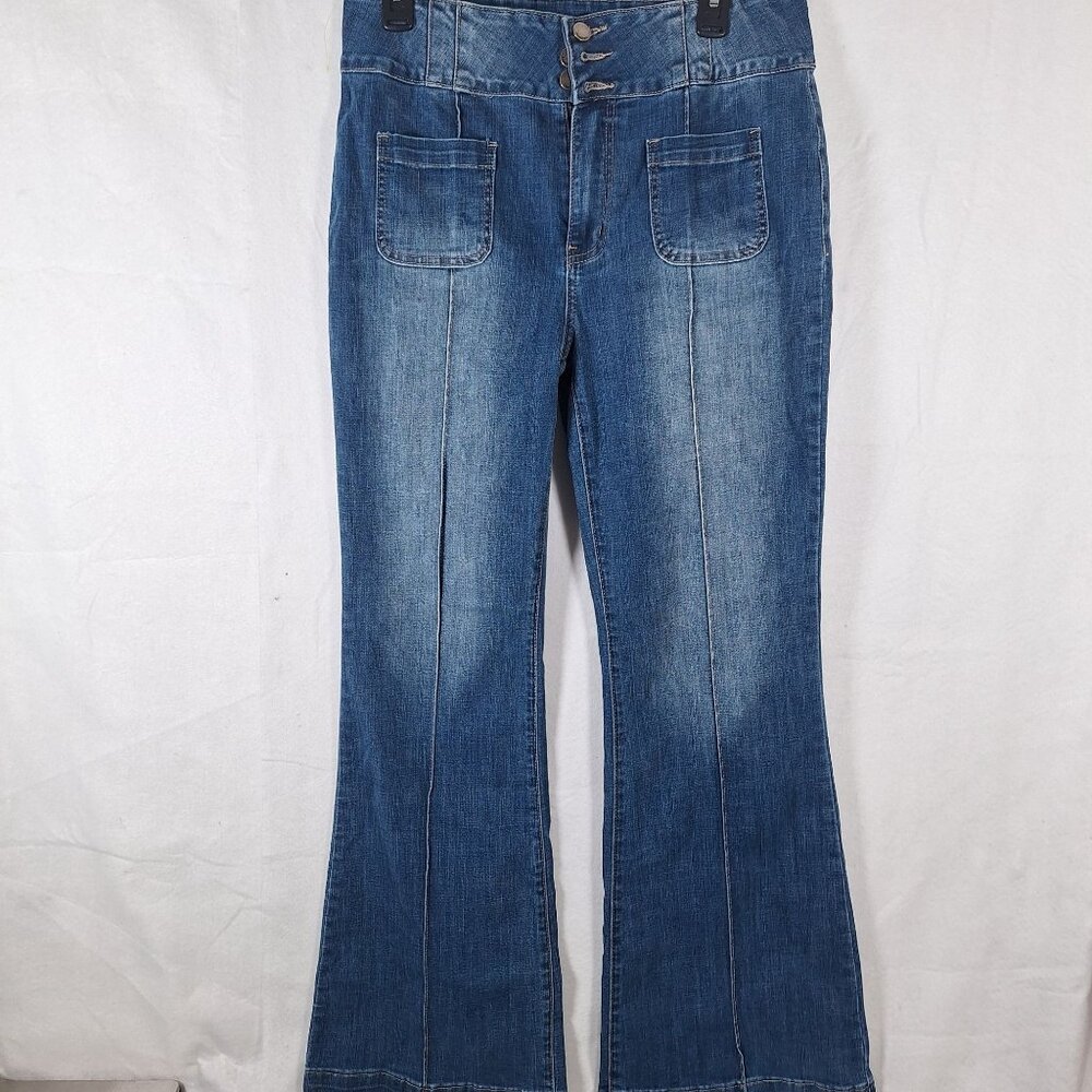Bell Bottom Button Fly Faded Womens Jeans size large